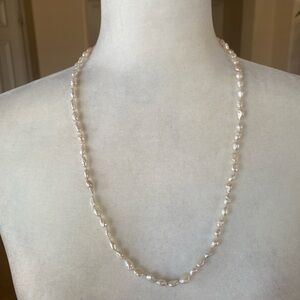 Baroque Freshwater Pearl Cream Necklace With Upgraded Silver Clasp